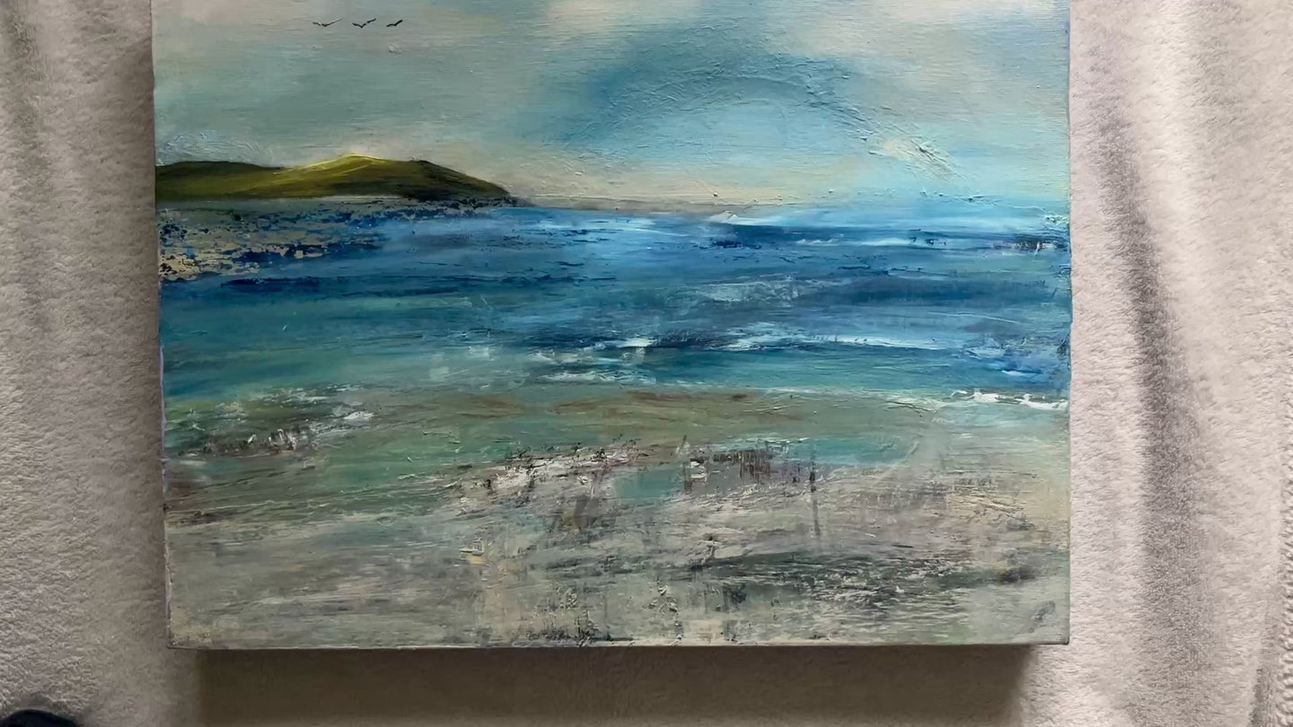 Seven Waves - Oil on box canvas seascape painting